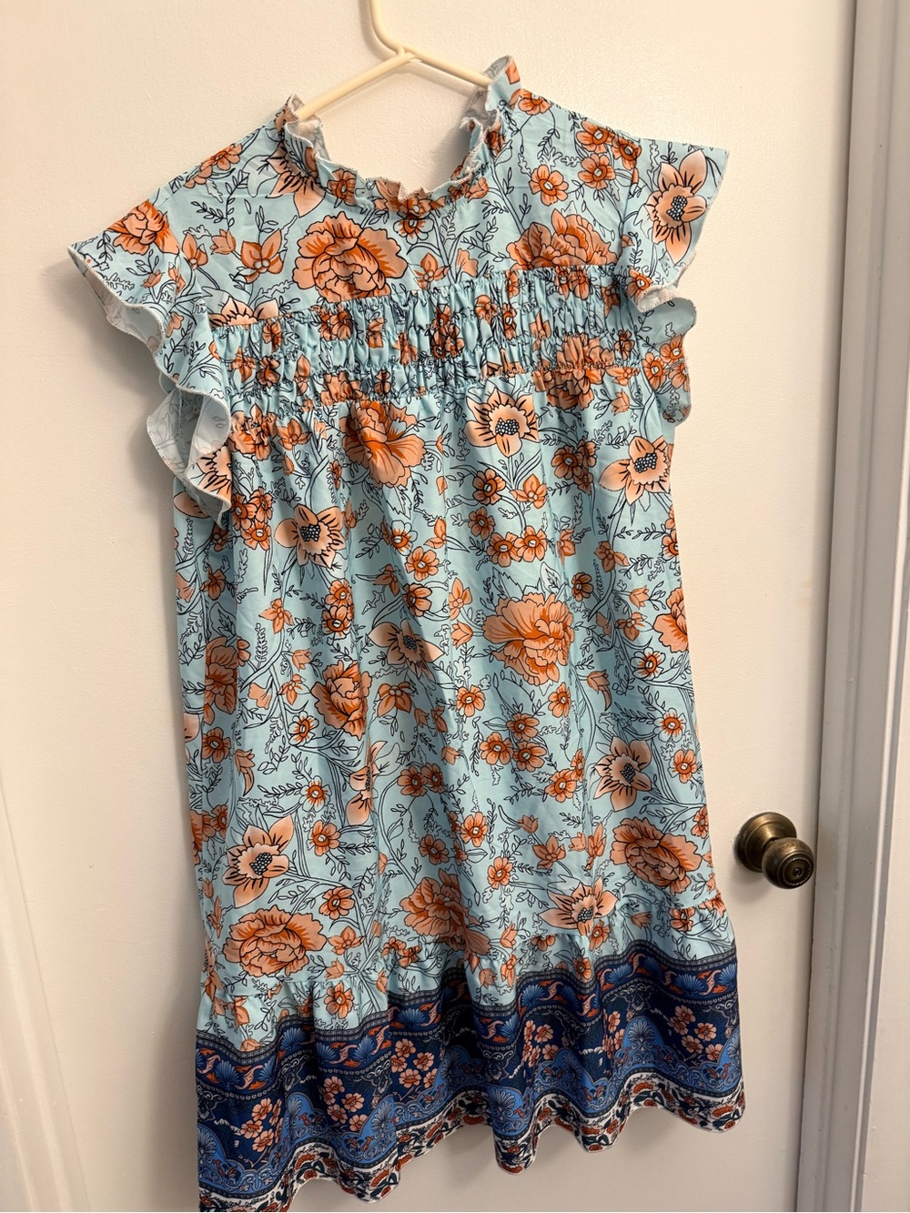 Light Blue Floral Ruffle Dress - Brand Unknown